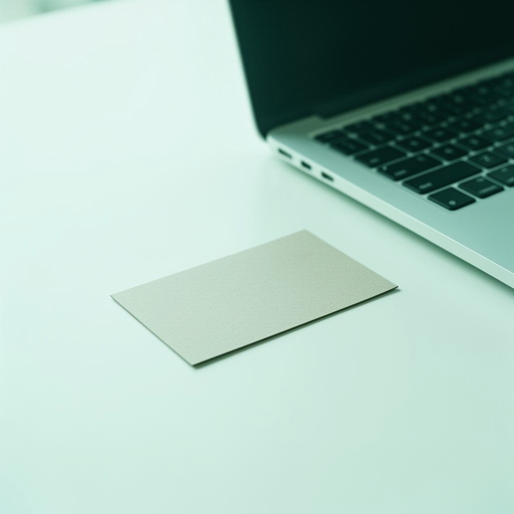 Blank business card on a bright desk conveying transactional outreach