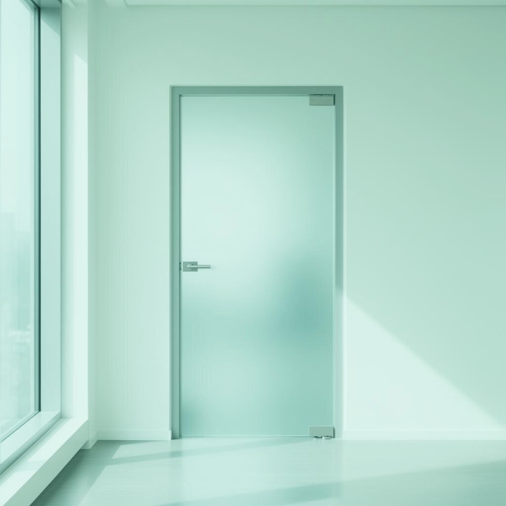 Closed frosted-glass office door symbolizing a hard-to-reach hiring manager